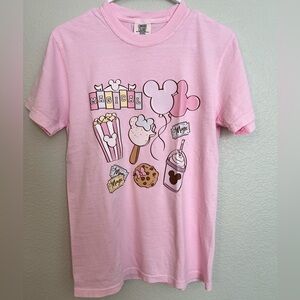 Disney Minnie Mouse Comfort Colors Pink Magical Snack Graphic Tee NWOT | Size S